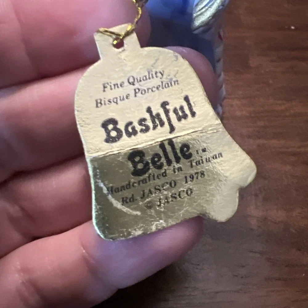 Angel‎ Bell,Bashful Belle, JASCO, Porcelain, Vintage, Christmas, W/Tag, 1978 box